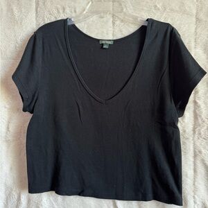 Wild Fable Black V-Neck Crop Top